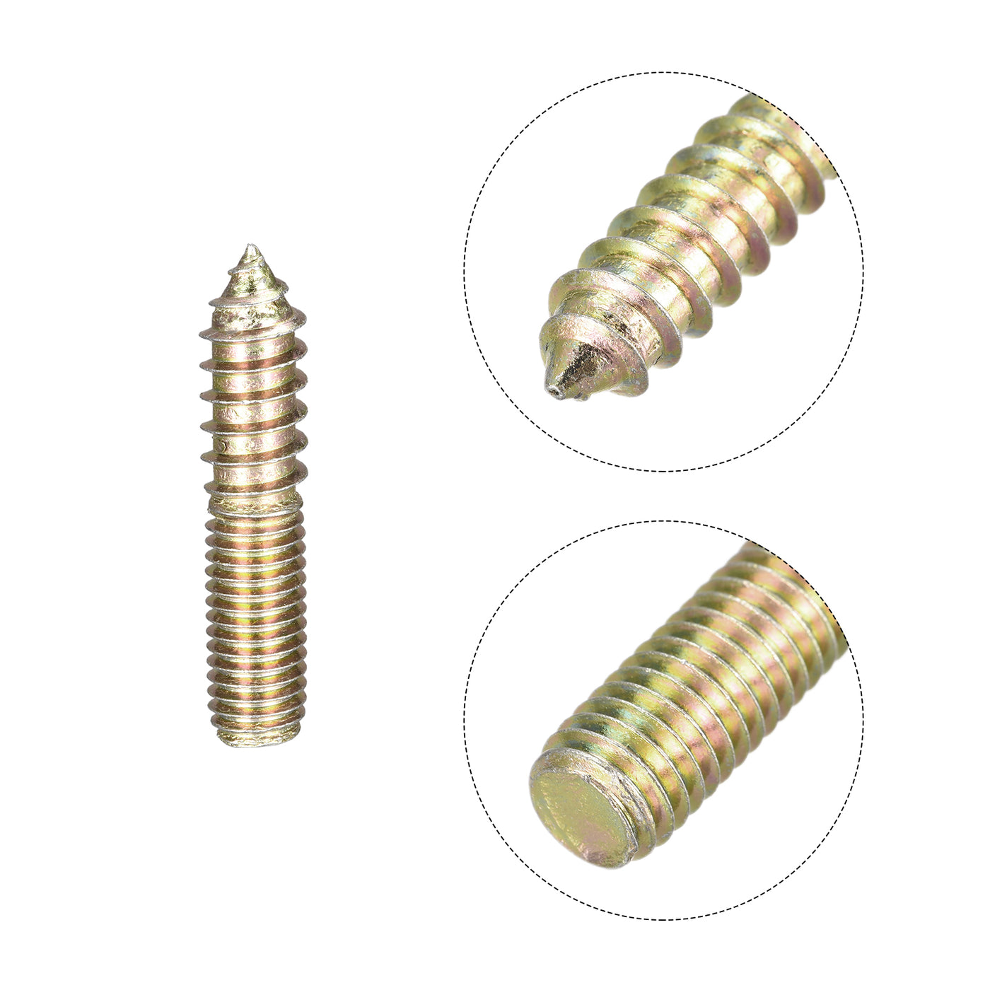 Uxcell Uxcell M10x50mm Hanger Bolts, 12pcs Double Ended Thread Dowel Screws for Wood Furniture