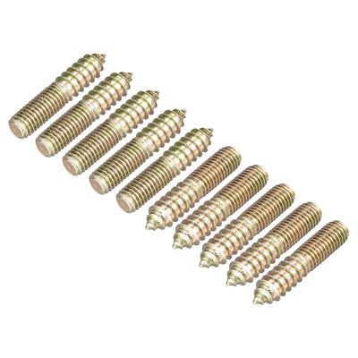 Harfington Uxcell M10x50mm Hanger Bolts, 12pcs Double Ended Thread Dowel Screws for Wood Furniture