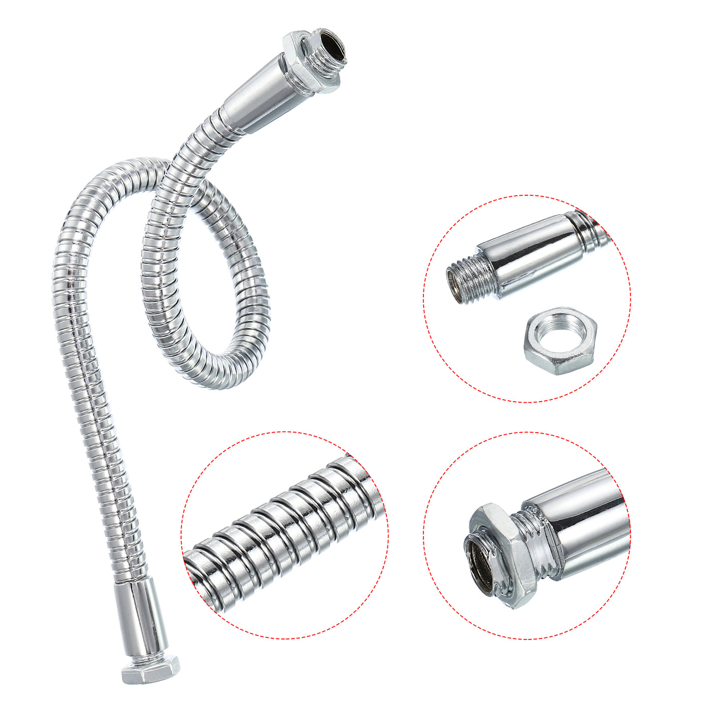 Harfington Microphone Gooseneck Thread Metal Universal Hose Flexible Arm Gooseneck Extension for Multifunction DIY