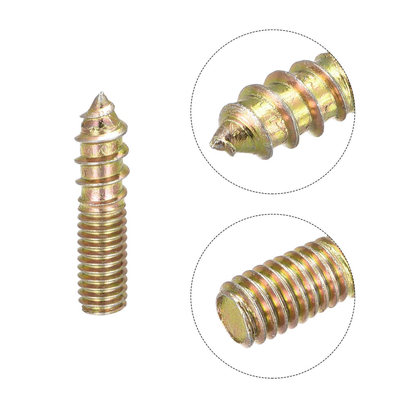 Uxcell Uxcell M6x25mm Hanger Bolts, 20pcs Double Ended Thread Dowel Screws for Wood Furniture