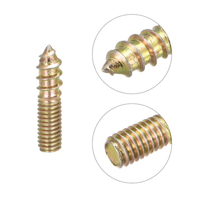 Harfington Uxcell M6x25mm Hanger Bolts, 20pcs Double Ended Thread Dowel Screws for Wood Furniture