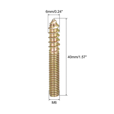 Harfington Uxcell M10x60mm Hanger Bolts, 8pcs Double Ended Thread Dowel Screws for Wood Furniture