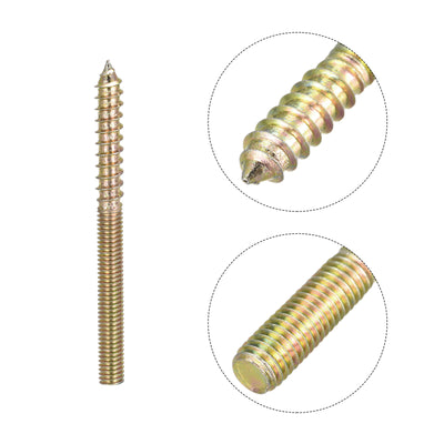 Harfington Uxcell M8x50mm Hanger Bolts, 12pcs Double Ended Thread Dowel Screws for Wood Furniture