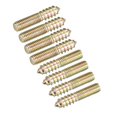 Harfington Uxcell M10x60mm Hanger Bolts, 8pcs Double Ended Thread Dowel Screws for Wood Furniture