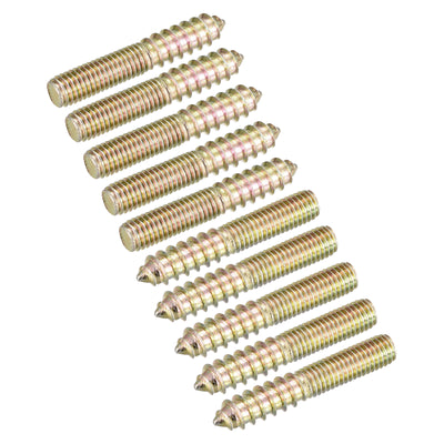 Harfington Uxcell M10x70mm Hanger Bolts, 48pcs Double Ended Thread Dowel Screws for Wood Furniture
