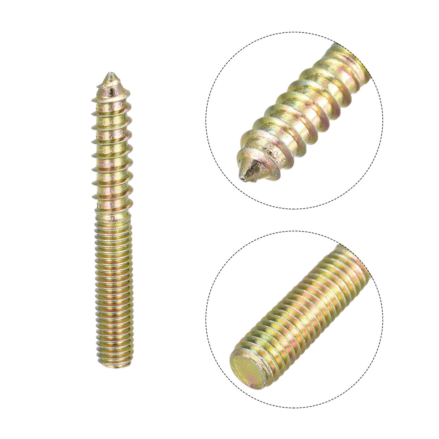 Uxcell Uxcell M10x70mm Hanger Bolts, 48pcs Double Ended Thread Dowel Screws for Wood Furniture