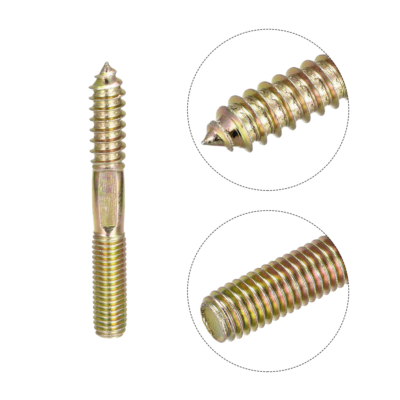 Uxcell Uxcell M10x100mm Hanger Bolts, 48pcs Double Head Thread Dowel Screws for Wood Furniture