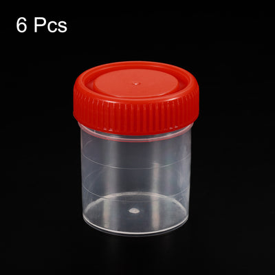Harfington 60mL Sample Cups 3Pcs Sample Containers Leak Proof Screw Cap for Lab Home Red