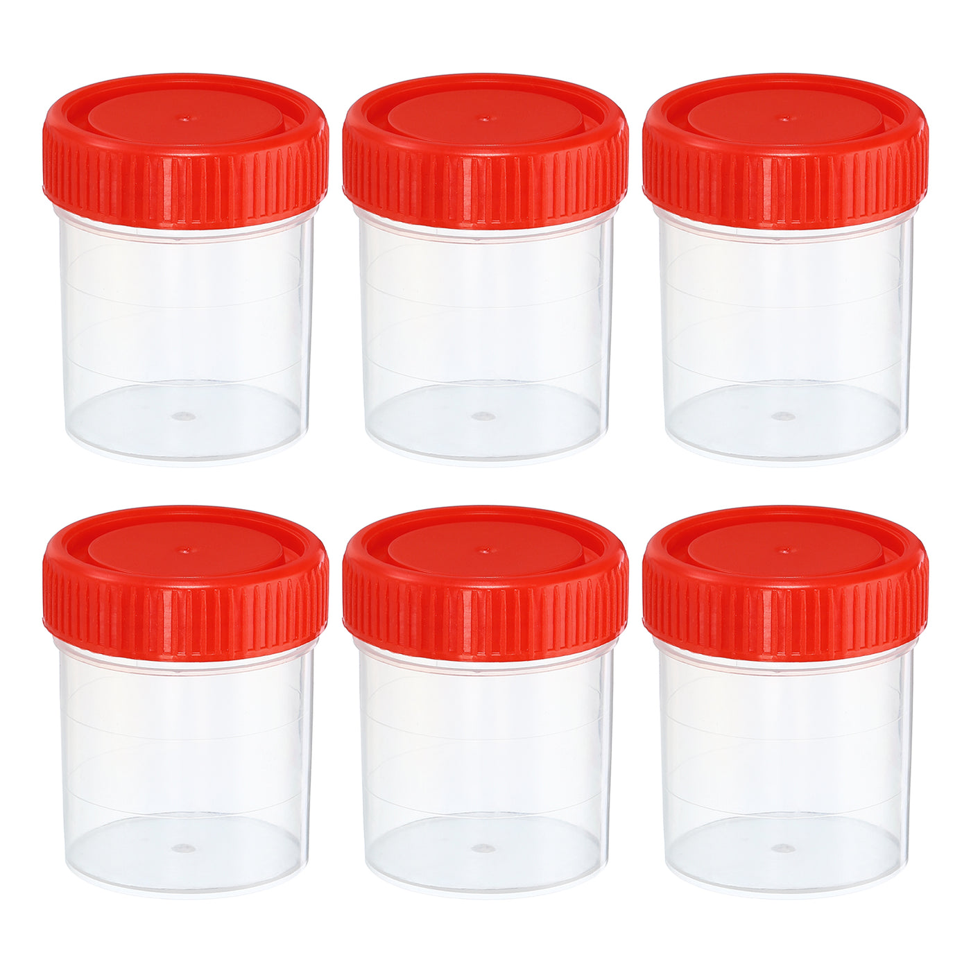 Harfington 60mL Sample Cups 3Pcs Sample Containers Leak Proof Screw Cap for Lab Home Red