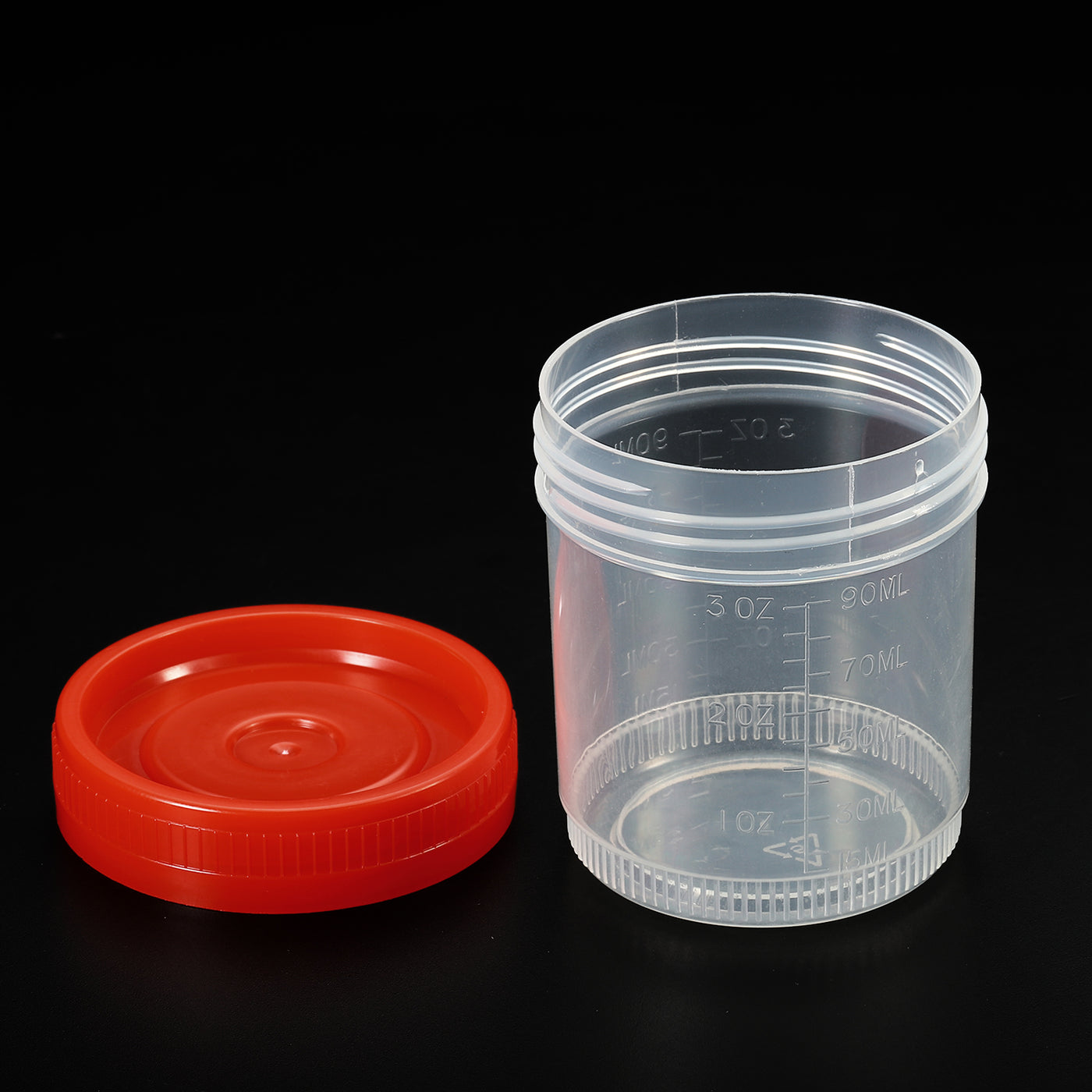 Harfington 90mL Sample Cups 2Pcs Short Sample Containers Leak Proof Cap for Lab Home Red