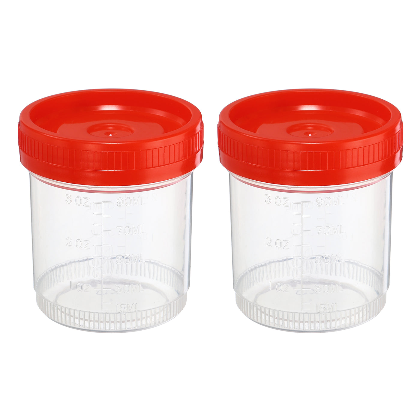 Harfington 90mL Sample Cups 2Pcs Short Sample Containers Leak Proof Cap for Lab Home Red