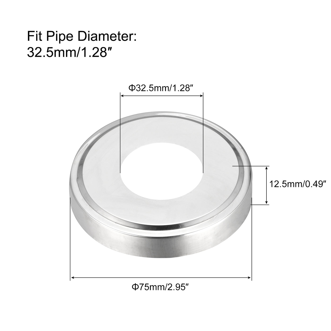 Uxcell Uxcell Round Escutcheon Plate, 4pcs 85.5 x 12.5mm 201 Stainless Steel Water Pipe Cover for 48.5mm Diameter Pipe