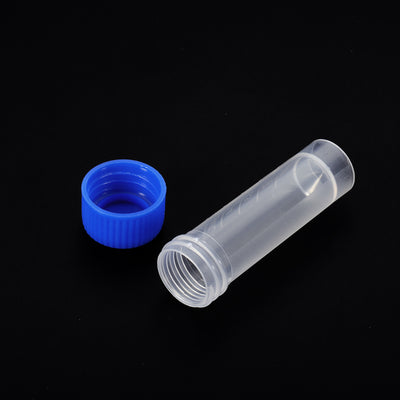 Harfington 5mL Plastic Test Tubes 15 Pack Frozen Container Blue Screw Cap for Lab Science