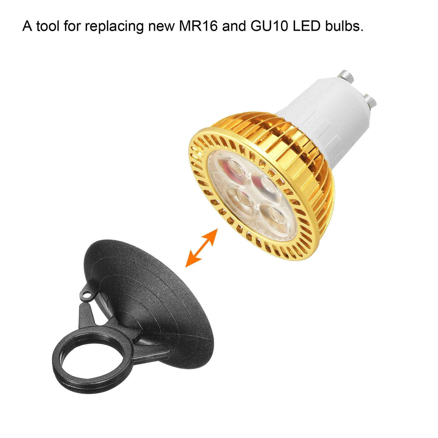 Harfington 10pcs Bulb Changers 45mm Suction Cup GU10 MR16 Bulbs Replacing Tools Black PVC