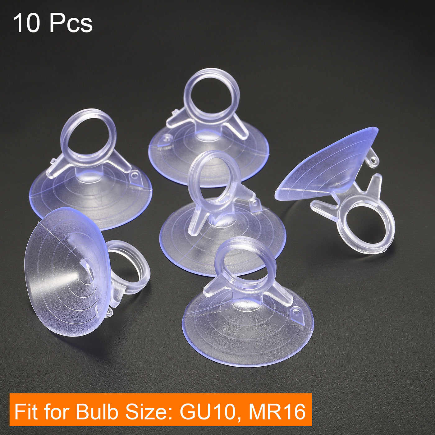 Harfington 10pcs Bulb Changers 45mm Suction Cup GU10 MR16 Bulbs Replacing Tools Black PVC
