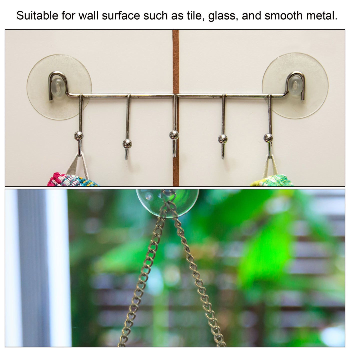Harfington Suction Cup with Detachable Metal Hooks Wall Hanger for Glass Window Door Home Kitchen Bathroom