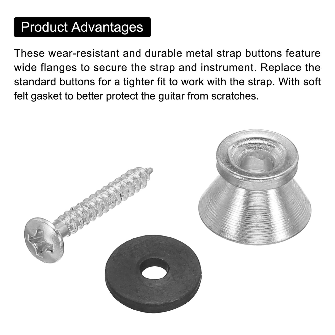 Harfington Guitar Strap Button Buckle Lock Small End Pins Sets with Washer for Guitar Bass