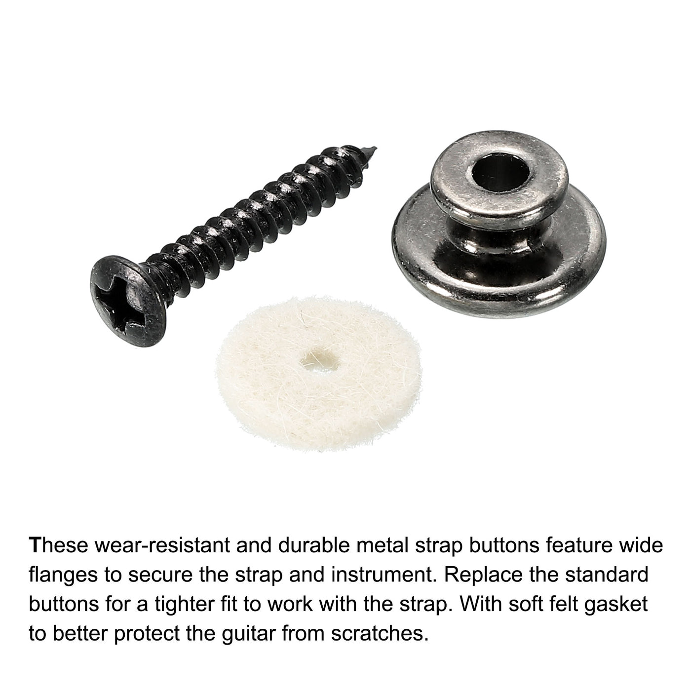 Harfington Guitar Strap Button Buckle Lock Metal Small End Pins with Felt Washer for Guitar Bass