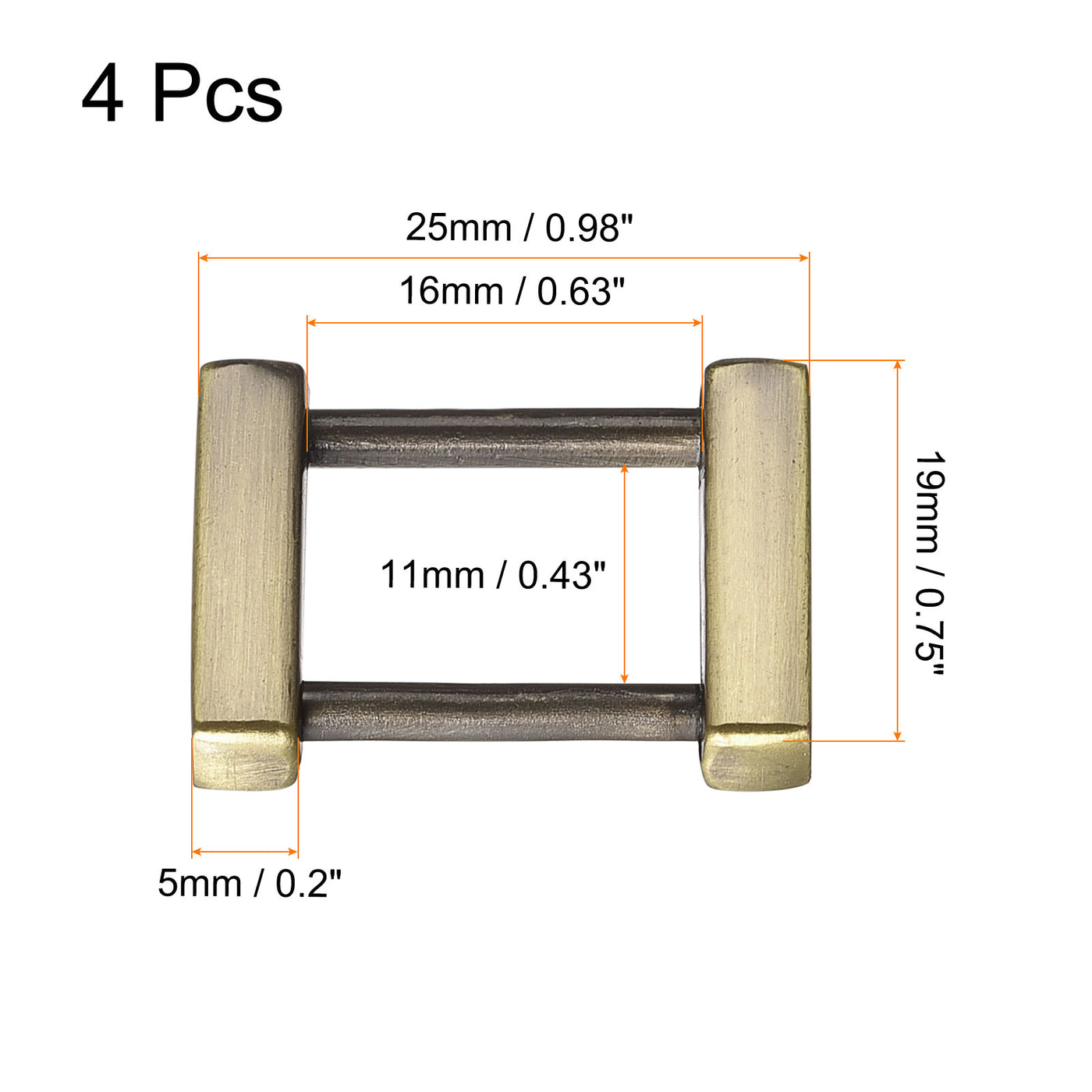 Uxcell Uxcell 1 Inch Rectangle Screw Ring Buckle Strap Connector Purse Bag Loop, 4Pcs Silver