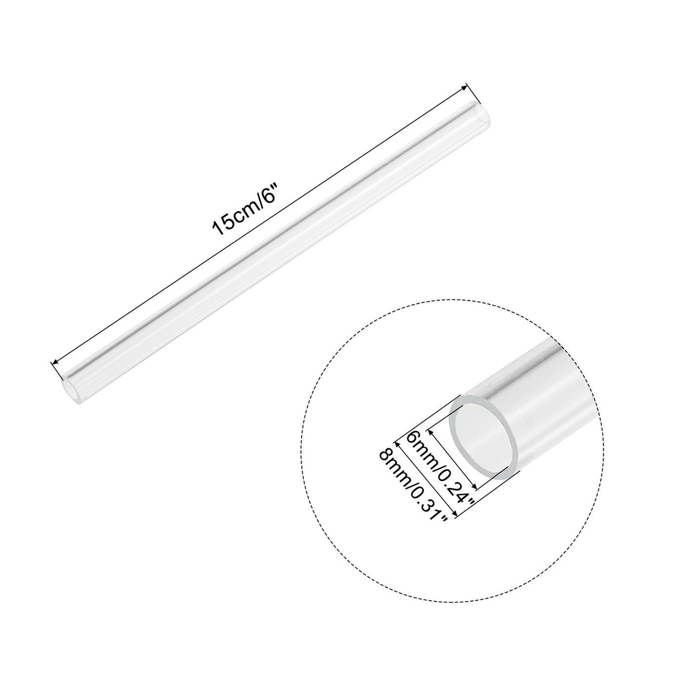 Harfington Acrylic Pipe Rigid Round Tubes for Lamp and Lanterns Water Cooling System