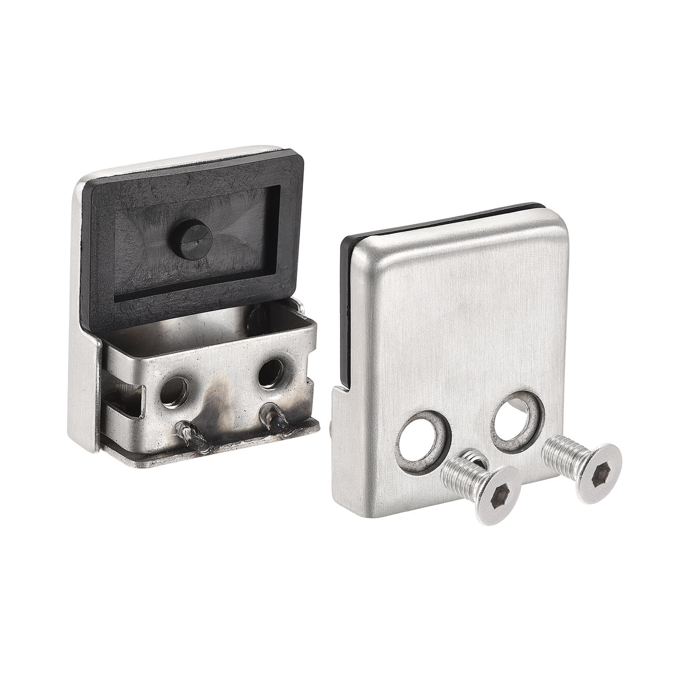 Uxcell Uxcell Stainless Steel Glass Clamp, Flat Bottom Square Glass Bracket for 8-10mm