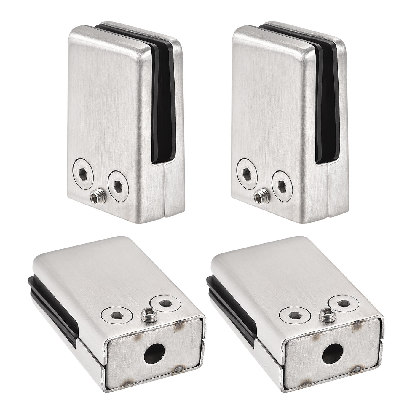 Uxcell Uxcell Stainless Steel Glass Clamp, 2Pcs Flat Bottom Square Glass Bracket for 10-12mm