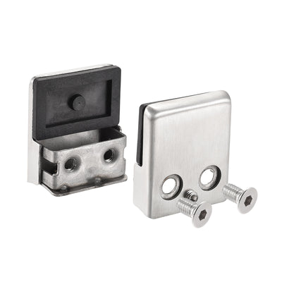Harfington Uxcell Stainless Steel Glass Clamp, Curved Back Square Glass Bracket for 8-10mm