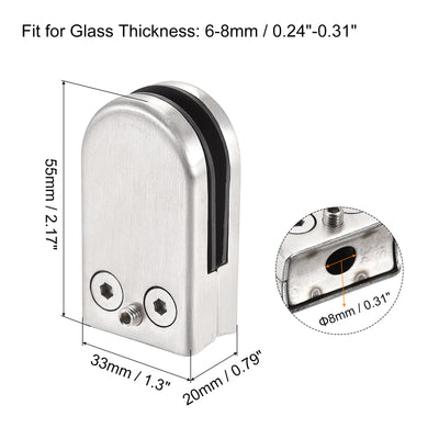 Harfington Uxcell Stainless Steel 304 Glass Clamp, Curved Back Round Glass Bracket for 6-8mm