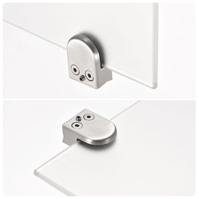 Harfington Uxcell Stainless Steel 304 Glass Clamp, Curved Back Round Glass Bracket for 6-8mm