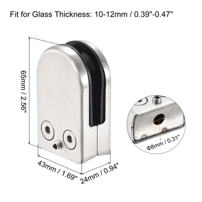 Harfington Uxcell Stainless Steel 304 Glass Clamp 2Pcs Curved Back Round Glass Bracket for 10-12mm