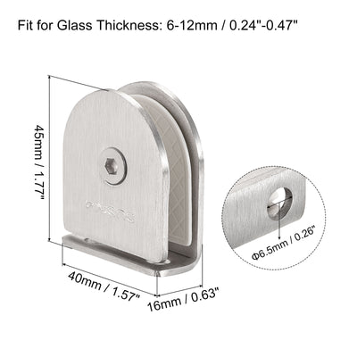 Harfington Uxcell Glass Clamp, Adjustable 6-12mm Thick 45x40mm 304 Stainless Steel Glass Clip
