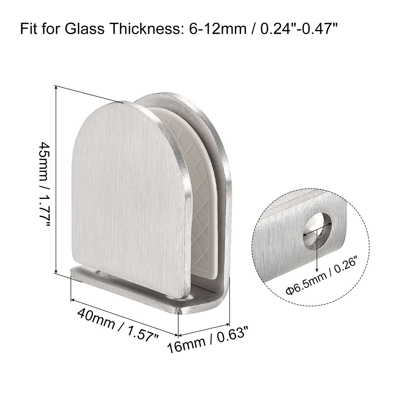 Uxcell Uxcell Glass Clamp, 2pcs Adjustable 6-12mm Thick 45x40mm Stainless Steel Glass Clip