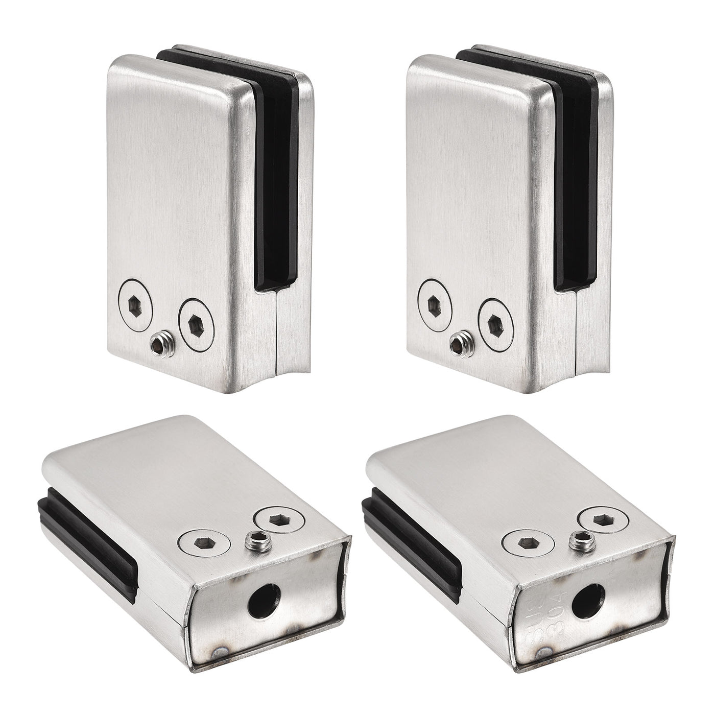 Uxcell Uxcell Stainless Steel Glass Clamps, 2Pcs Curved Back Square Glass Bracket for 10-12mm
