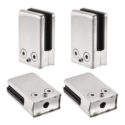 Harfington Uxcell Stainless Steel Glass Clamps, 2Pcs Curved Back Square Glass Bracket for 10-12mm