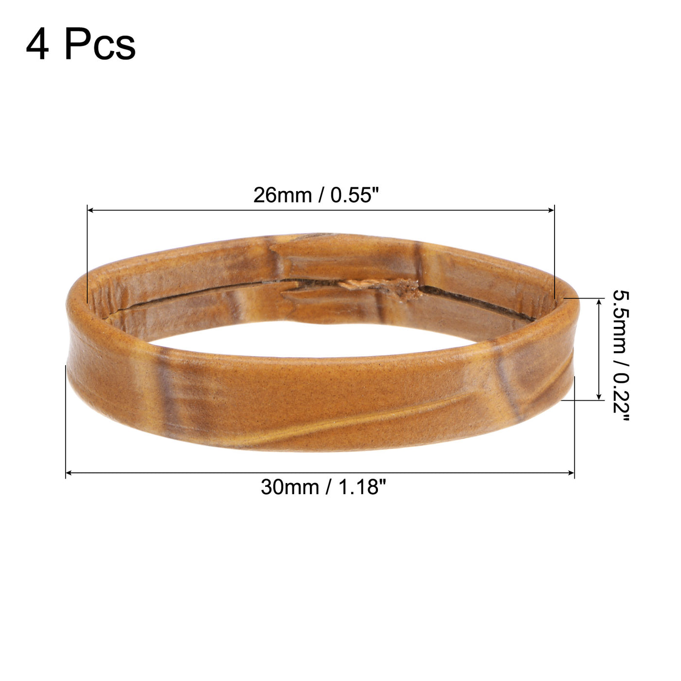 Uxcell Uxcell 4 Pcs PU Leather Loops Retaining Ring for 26mm Width Watch Band, Brown