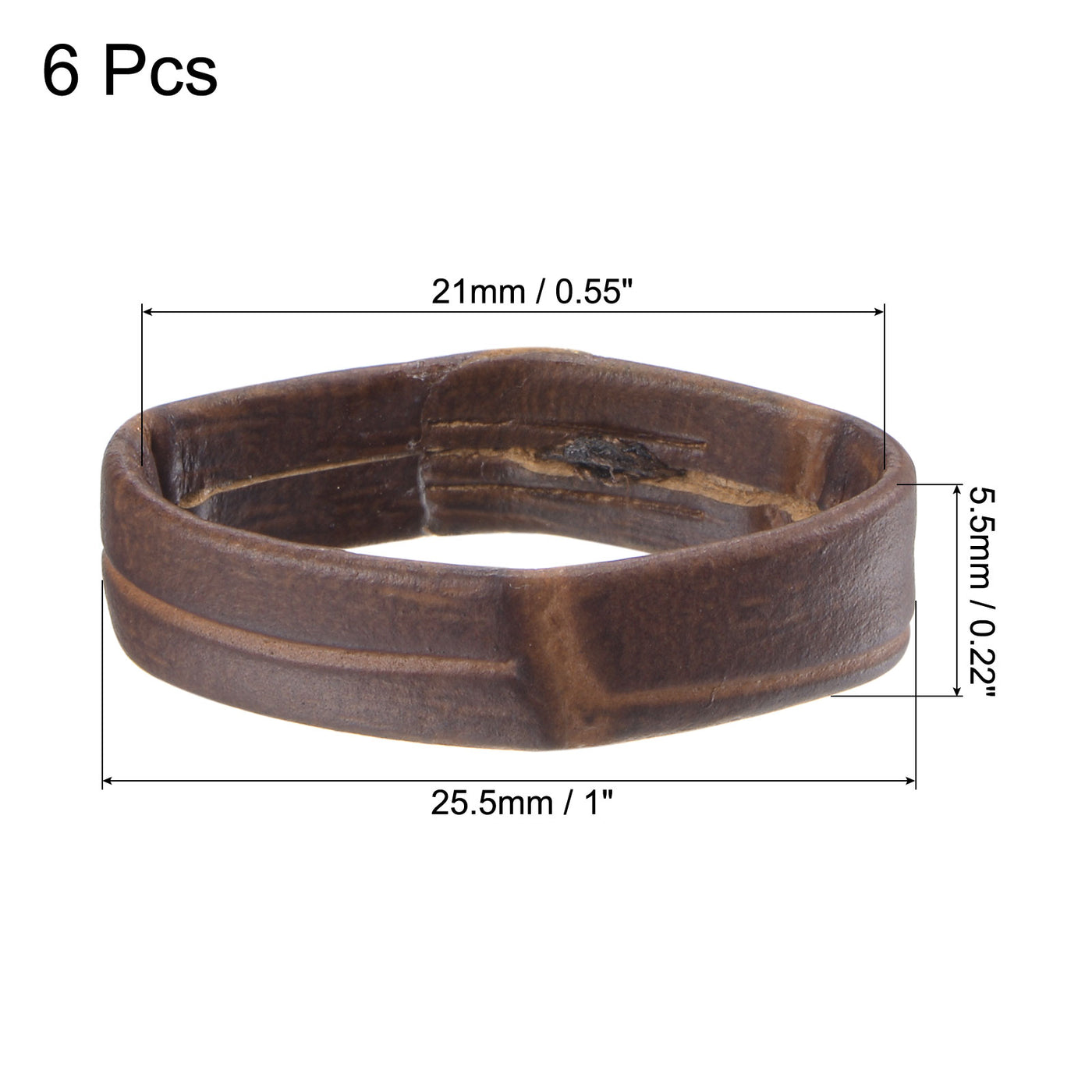 Uxcell Uxcell 6 Pcs PU Leather Loops Retaining Ring for 21mm Width Watch Band, Brown