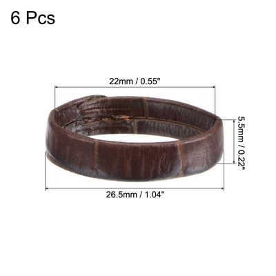 Harfington Uxcell 6 Pcs PU Leather Loops Retaining Ring for 26mm Width Watch Band, Brown