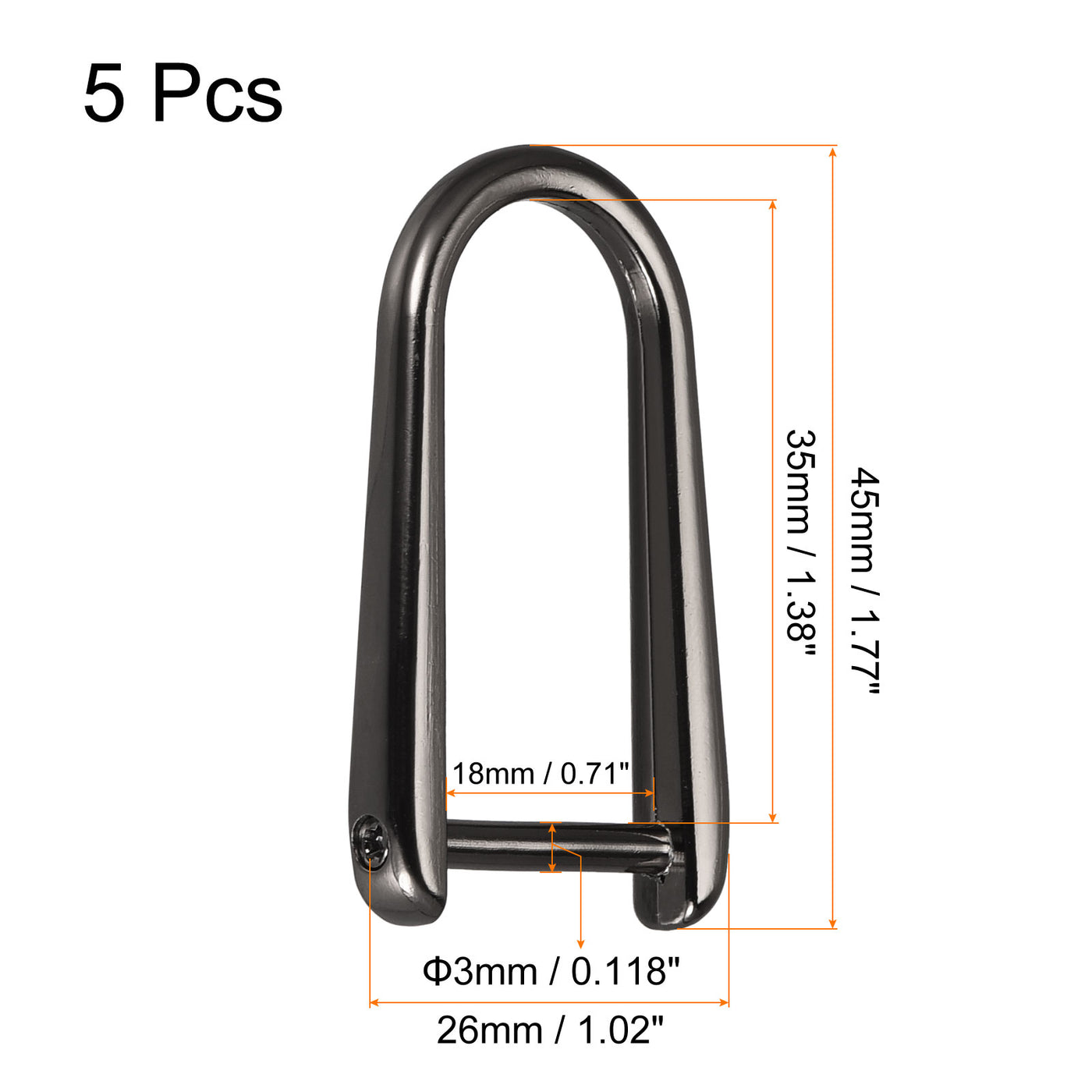 Uxcell Uxcell D-Rings Screw in Shackle, 5Pcs 45mm Horseshoe U Shape D Ring for Bag DIY, Black