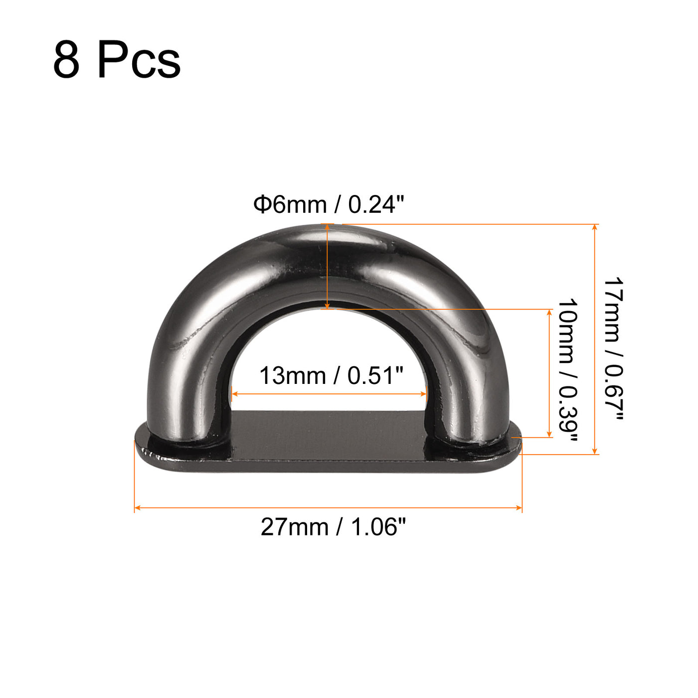 Uxcell Uxcell Arch Bridge Buckle, 8Pcs 27mm D-Ring Connector Buckles for Bag Hanger DIY, Black