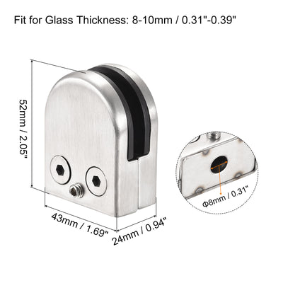 Harfington Uxcell Glass Clamp for 10-12mm Thick 65x43mm Stainless Steel Flat Back Round Clip