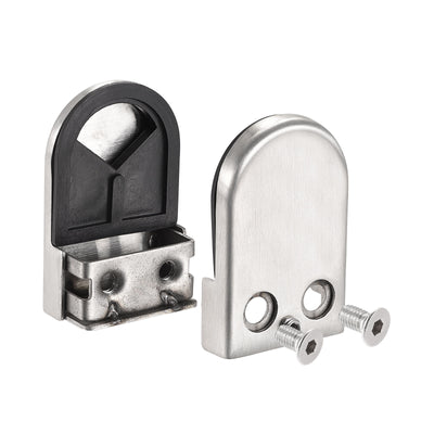 Harfington Uxcell Glass Clamp for 10-12mm Thick 65x43mm Stainless Steel Flat Back Round Clip