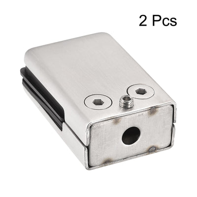 Harfington Uxcell Glass Clamp 2pcs for 10-12mm Thick 65x43mm Stainless Steel Flat Back Square Clip