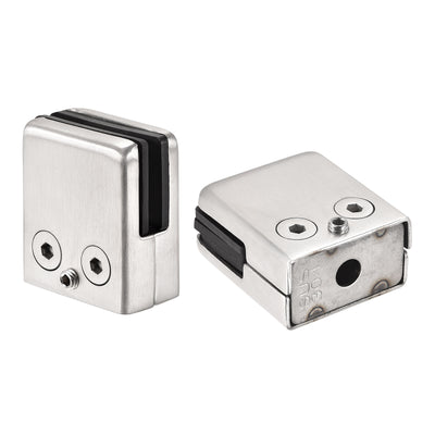 Harfington Uxcell Glass Clamp 2pcs for 10-12mm Thick 65x43mm 304 Stainless Steel Flat Back Square