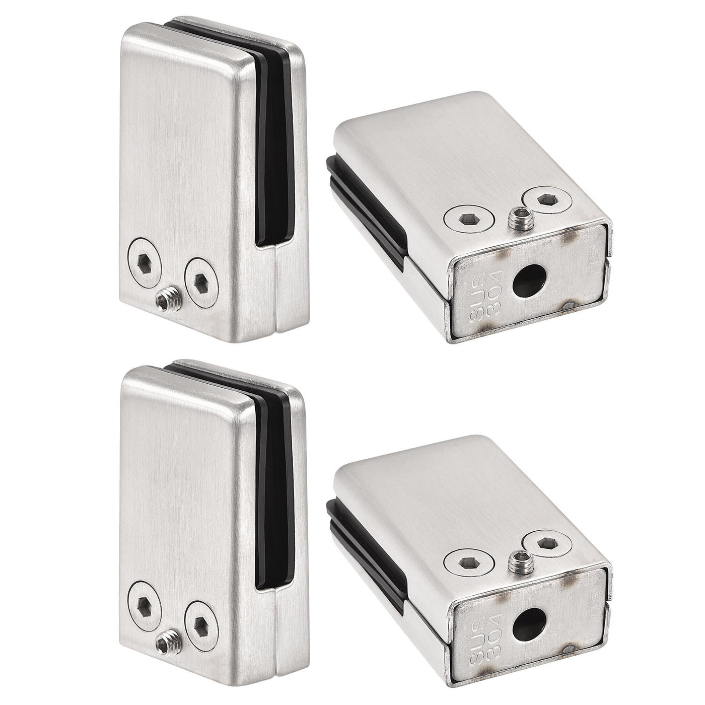 Uxcell Uxcell Glass Clamp 2pcs for 10-12mm Thick 65x43mm 304 Stainless Steel Flat Back Square