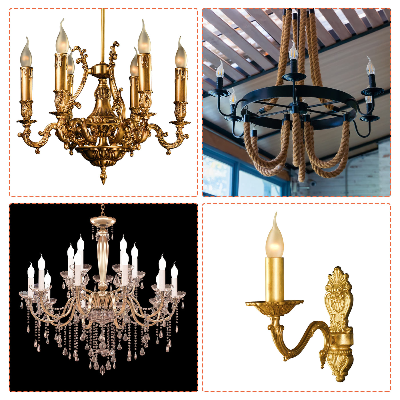 Harfington Candle Socket Covers, Tall Metal Chandelier Sleeves Bulb Light Candelabra Base Holder Fit to Most Chandeliers