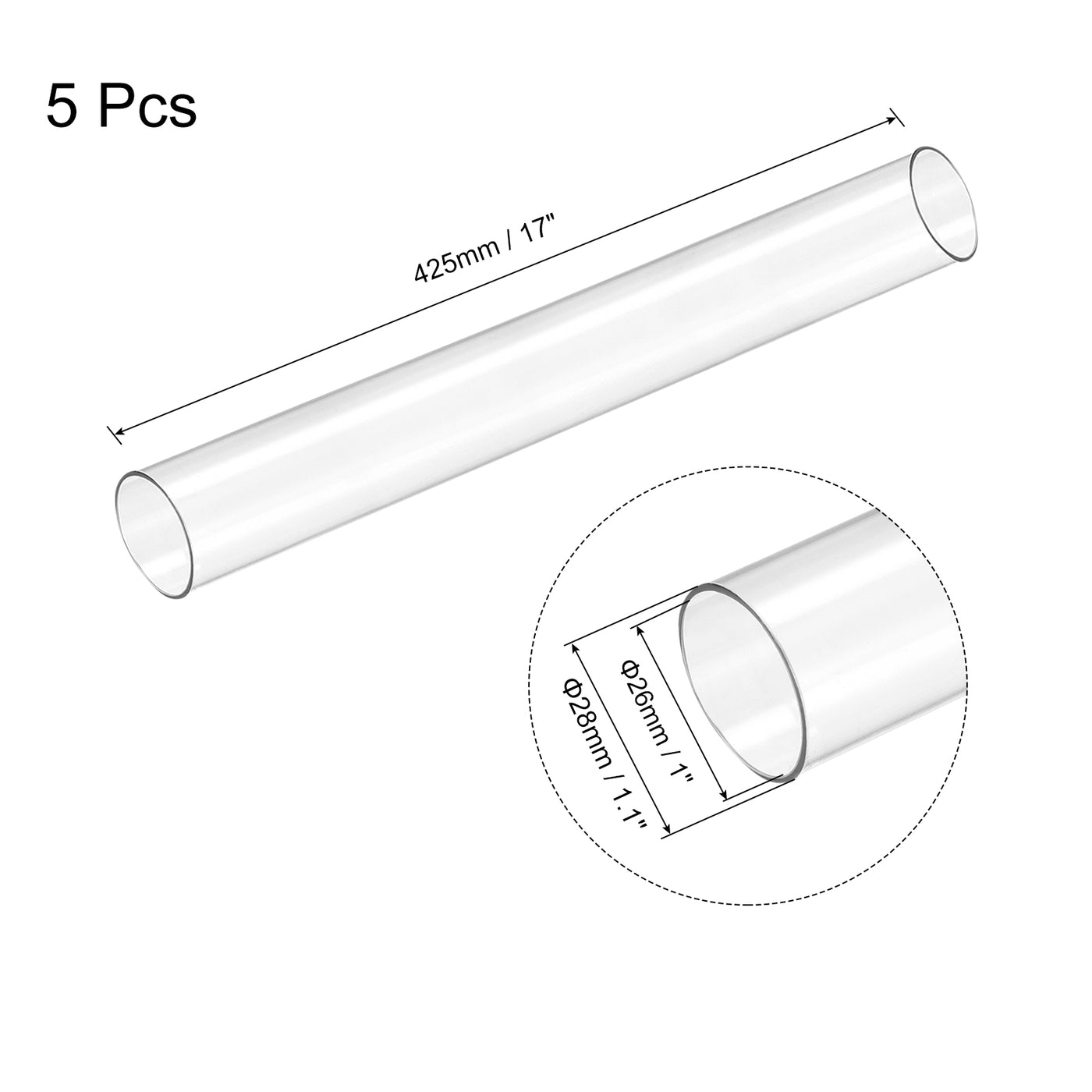Harfington Plastic Pipe Rigid Polycarbonate Round Tubes High Impact for Lighting Model, Water Plumbing