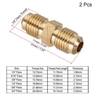 Harfington Brass Tube Coupler, Male Connector Pipe Coupling Fitting Union Gas Adapter for HVAC Air Conditioner, Pack of
