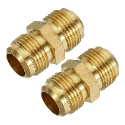 Harfington Brass Tube Coupler, Male Connector Pipe Coupling Fitting Union Gas Adapter for HVAC Air Conditioner, Pack of