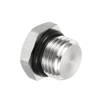 Harfington Male Plug Waterproof Dustproof Stainless Steel Thread Hex Head Socket Solid Pipe Fitting with Sealing Rubber Ring