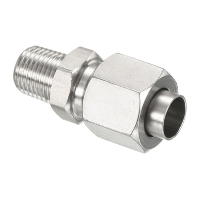 Harfington Compression Tube Fitting Stainless Steel Male Thread Straight Coupling Adapter Connector for Tube